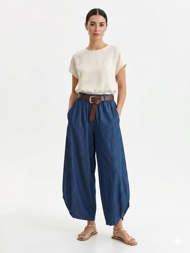 Parperbag Waist Denim Pants